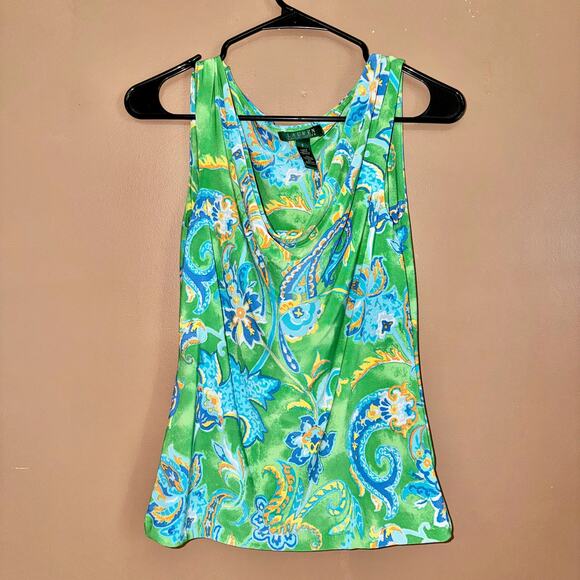 Polo Ralph Lauren Women's Sleeveless Dress Green Floral Graphic - Size Small - Picture 4 of 8